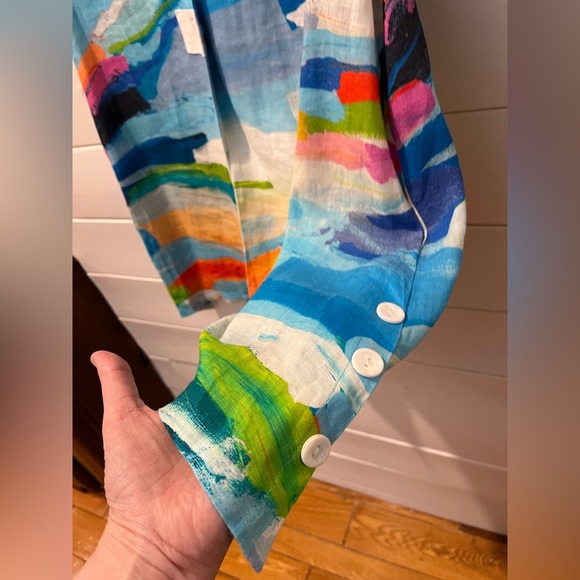 CLAIRE DESJARDINS - Sleeveless Artistic Print Top - Size L - Picture 4 of 10